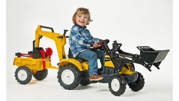 Дитячий трактор на педалях з причепом, переднім і заднім ковшами Falk 2055CN RANCH (колір - жовтий) 2055CN фото