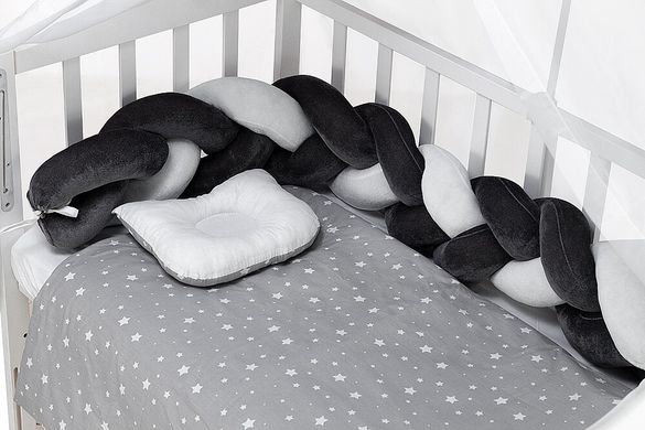 Детская постель Babyroom Classic косичка-01 серо-белые звездочки 624848 фото