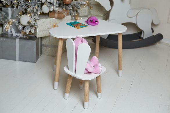 Белый столик тучка и стульчик детский зайка. Белоснежный детский столик