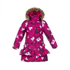 Зимнее пальто для девочек Huppa WHITNEY, цвет-фуксиа с принтом