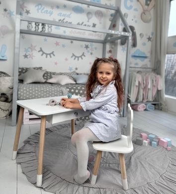 Комплект дитячий столик та стільчик для дітей від 2-7 років з шухлядою Natural Umka