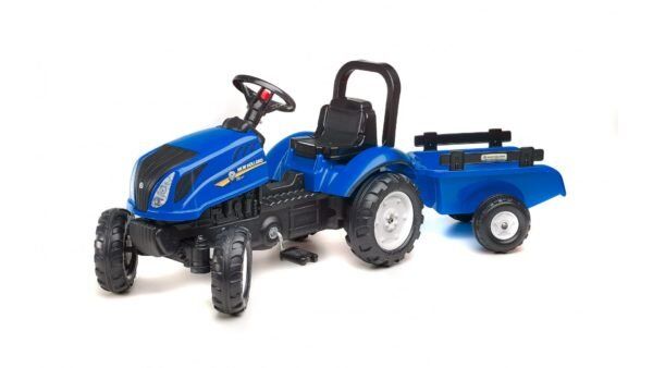 Детский трактор на педалях с прицепом Falk 3080AB NEW HOLLAND (цвет синий) 3080АВ фото
