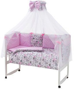 Детская постель Babyroom Classic Bortiki-01 (8 элементов) розовый (коты) 624688 фото