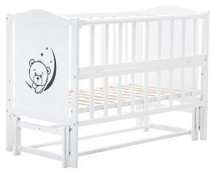 Ліжко Babyroom Тедді Т-02 фігурний бильце, маятник поздовжній, відкидний бік, білий 625850 фото
