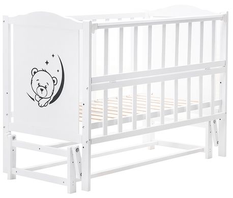 Ліжко Babyroom Тедді Т-02 фігурний бильце, маятник поздовжній, відкидний бік, білий 625850 фото
