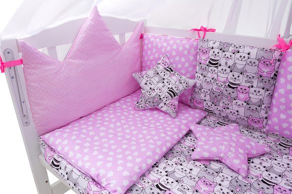 Детская постель Babyroom Classic Bortiki-01 (8 элементов) розовый (коты) 624688 фото