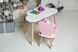 Белый столик тучка и стульчик мишка детский розовый. белоснежный детский столик