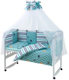 Детская постель Babyroom Classic Bortiki-01 (8 элементов) бирюзовый (лес) 624689 фото