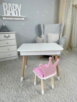 Детский столик и стульчик белый с ящиком для карандашей и альбомов 3