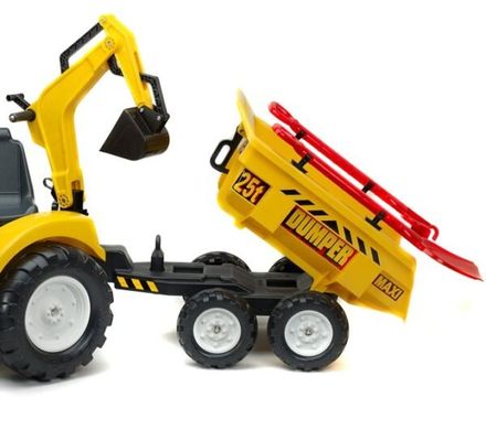 Детский трактор на педалях с прицепом, передним и задним ковшами Falk 1000WH POWERLOADER (цвет - желтый) 1000WH фото