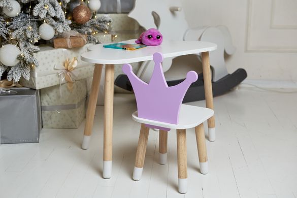 Белый столик тучка и стульчик корона детский фиолетовый. Белоснежный детский столик