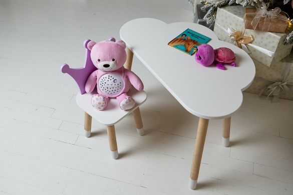 Белый столик тучка и стульчик корона детский фиолетовый. Белоснежный детский столик