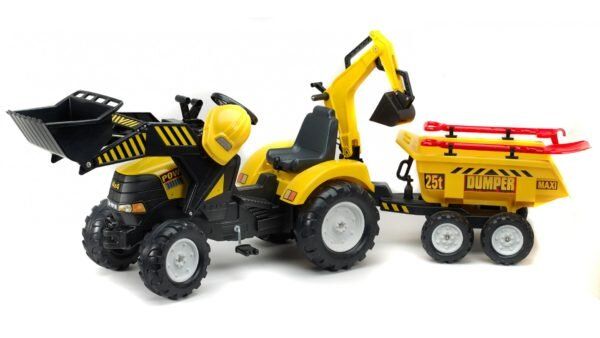 Дитячий трактор на педалях з причепом, переднім і заднім ковшами Falk 1000WH POWERLOADER (колір - жовтий) 1000WH фото