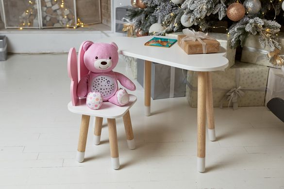 Білий стіл хмарка і стілець метелик дитячий рожевий. Білий дитячий столик