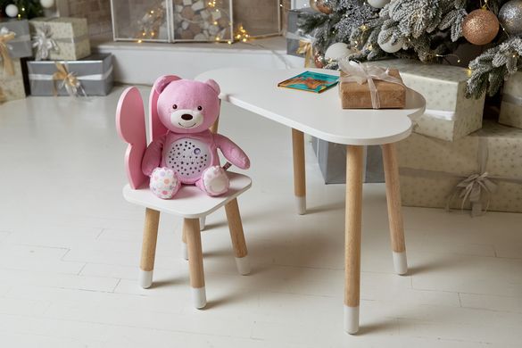 Белый столик тучка и стульчик бабочка детский розовый. Белоснежный детский столик