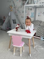 Детский столик и стульчик белый с ящиком для карандашей и альбомов 6
