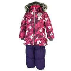 Зимний комплект для девочек Huppa NOVALLA, цвет-фуксиа с принтом/тёмно-лилoвый