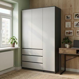 Шкаф распашной с ящиками, полками 200х120 NC120 Next Systems Anthracite / White
