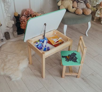 Комплект меблів дитині на 2-7 років стіл + стілець з шухлядою для малювання занять та їжі Colors 11