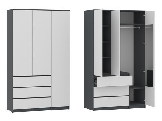 Шкаф распашной с ящиками, полками 200х120 NC120 Next Systems Anthracite / White