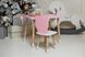 Рожевий прямокутний стіл і стільчик дитячий ведмежа з білим сидінням. Рожевий дитячий столик