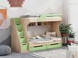 Двох'ярусне ліжко з ящиками та сходами KADET New Green