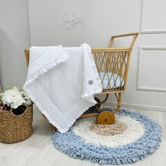 Плед в кроватку и коляску-Конверт для новорожденного муслин с рюшем белый 3745 фото