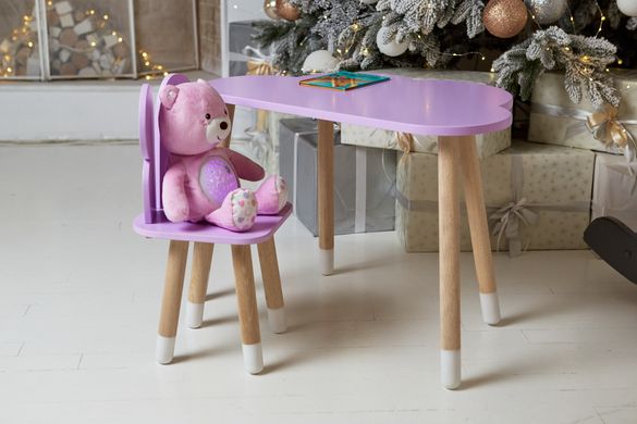 Дитячий столик тучка і стільчик метелик фіолетовий. Столик для ігор, занять, їжі