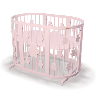 Ліжечко трансформер IngVart Smart Bed Round з ведмедиками, світло-рожеве copy_1369001 фото