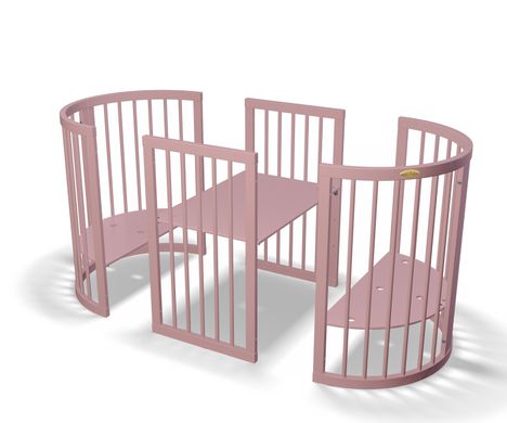 Кроватка трансформер IngVart Smart Bed Round с мишками, светло-розовая copy_1369001 фото