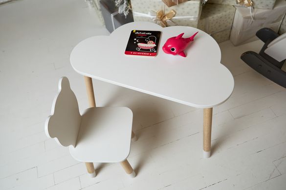 Детский столик тучка и стульчик мишка белый Столик для игр, уроков, еды ребенку 2-7лет Colors