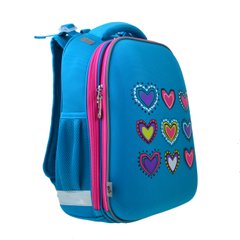 Рюкзак школьный каркасный YES H-12-1 Hearts turquoise 554490 фото