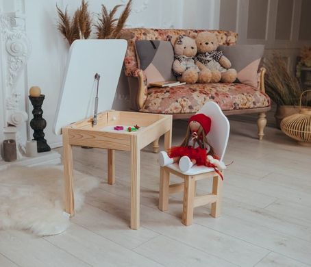 Стол и стульчик ребенку 2-7лет + ящик для рисования и учебы White