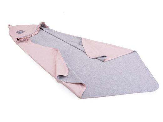 Літній ковдру з капюшоном Cottonmoose KSK 415/113/49 powder pink cotton jersey melange cotton jersey (рожева пудра з сірим меланж) 623571 фото