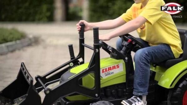 Дитячий трактор на педалях з причепом, переднім і заднім ковшами Falk 2070Y CLAAS ARION (колір - зелений) 2070Y фото