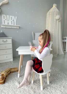 Детский столик и стульчик белый с ящиком для карандашей и раскрасок