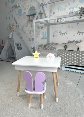 Детский столик и стульчик белый с ящиком для карандашей и раскрасок 1