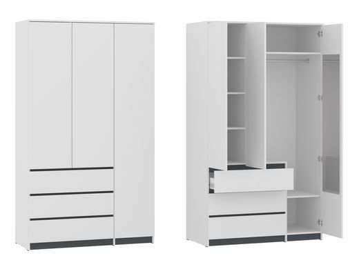 Шкаф распашной с ящиками, полками 200х120 NC120 Next Systems White / Graphite Line