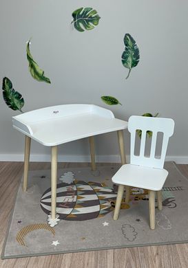 Детский набор мебели DecOKids Color: столик с бортиками и стульчик для детей от 2 лет, Natural White
