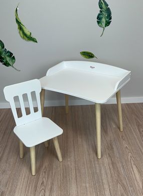 Детский набор мебели DecOKids Color: столик с бортиками и стульчик для детей от 2 лет, Natural White