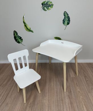 Детский набор мебели DecOKids Color: столик с бортиками и стульчик для детей от 2 лет, Natural White