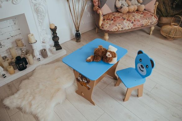 Комплект меблів дитині на 2-7 років стіл + стілець для малювання занять та їжі Colors Ведмежатко