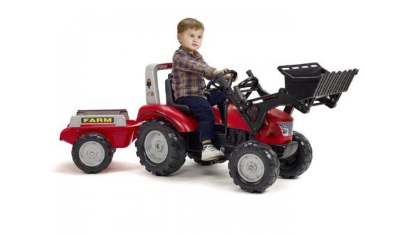 Детский трактор на педалях с прицепом и передним ковшом Falk 3020AM MACCORMICK (цвет - красный) 3020AM фото