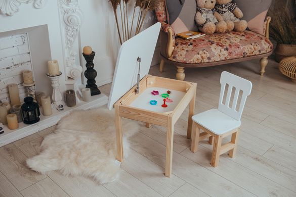 Стол и стульчик ребенку 2-7лет + ящик для рисования и учебы White - 2