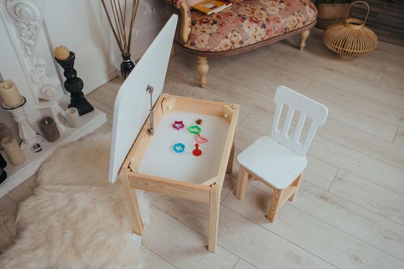 Стол и стульчик ребенку 2-7лет + ящик для рисования и учебы White - 2