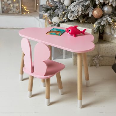 Детский столик тучка и стульчик бабочка розовая. Столик для игр, уроков, еды