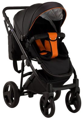 Детская коляска 2 в 1 Richmond (Ричмонд) Mirello кожа 100% M-30/18 оранжевый - черный 623747R фото