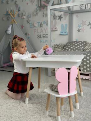 Детский столик и стульчик белый с ящиком для карандашей и раскрасок 7