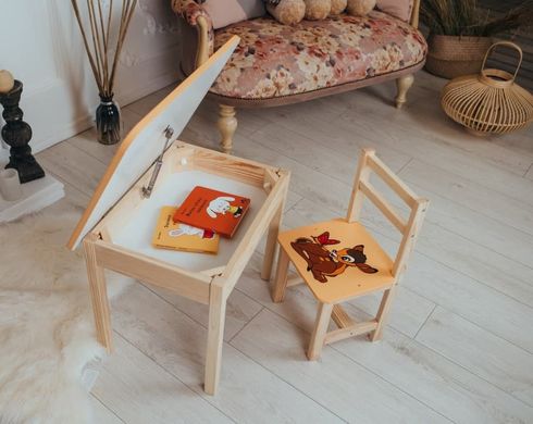 Стіл і стілець дитячі жовтий. Для навчання, малювання, ігри. Стіл із шухлядою та стільчик.