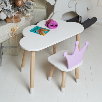 Стол и стульчик ребенку 2-7лет столик тучка и стульчик корона детский фиолетовый. белоснежный детский столик